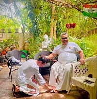 Receiving guidance from his master